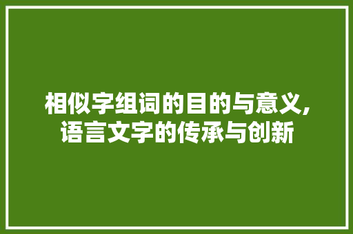 相似字组词的目的与意义,语言文字的传承与创新