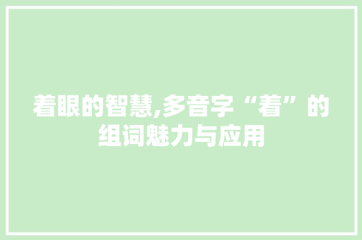 着眼的智慧,多音字“着”的组词魅力与应用