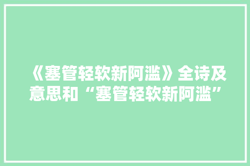 《塞管轻软新阿滥》全诗及意思和“塞管轻软新阿滥”的拼音注释