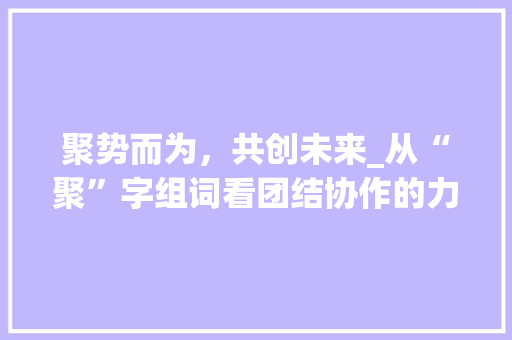 聚势而为，共创未来_从“聚”字组词看团结协作的力量