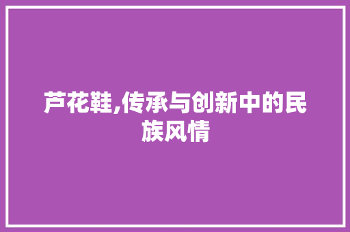 芦花鞋,传承与创新中的民族风情