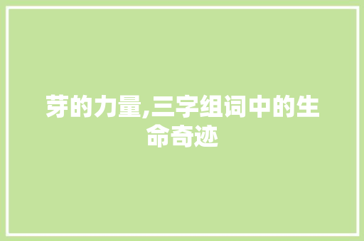 芽的力量,三字组词中的生命奇迹