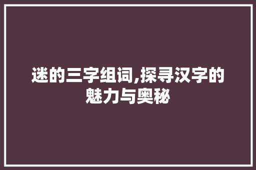 迷的三字组词,探寻汉字的魅力与奥秘