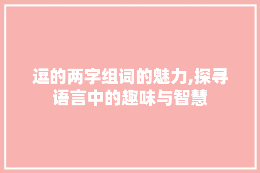 逗的两字组词的魅力,探寻语言中的趣味与智慧