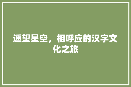 遥望星空，相呼应的汉字文化之旅