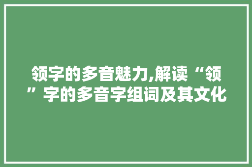 领字的多音魅力,解读“领”字的多音字组词及其文化内涵