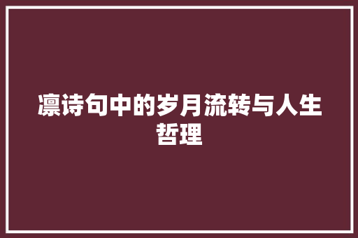 凛诗句中的岁月流转与人生哲理