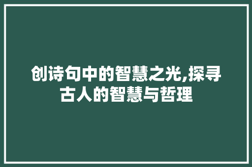 创诗句中的智慧之光,探寻古人的智慧与哲理