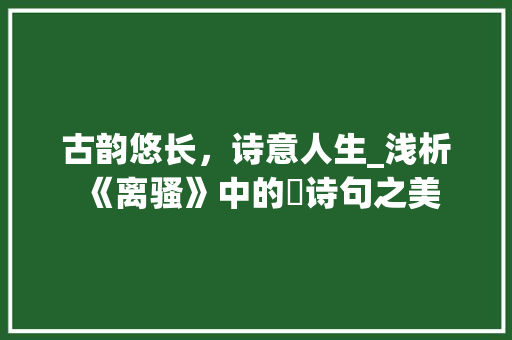 古韵悠长，诗意人生_浅析《离骚》中的擽诗句之美