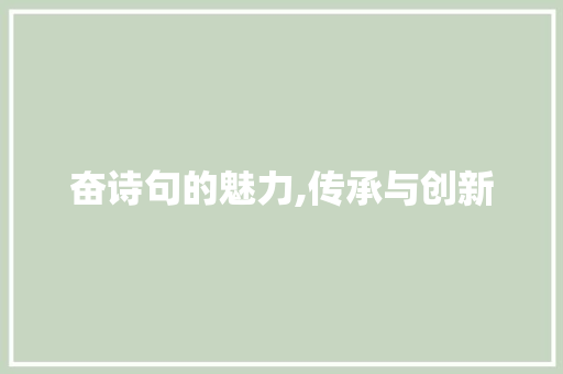 奋诗句的魅力,传承与创新