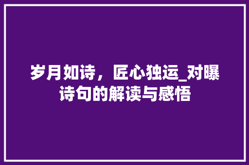 岁月如诗，匠心独运_对曝诗句的解读与感悟
