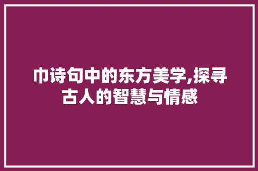 巾诗句中的东方美学,探寻古人的智慧与情感