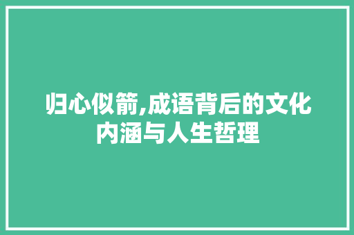 归心似箭,成语背后的文化内涵与人生哲理