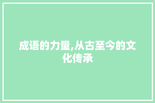 成语的力量,从古至今的文化传承