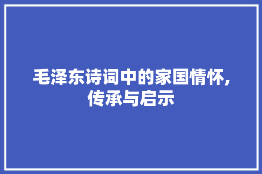毛泽东诗词中的家国情怀,传承与启示