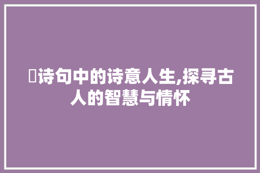 烺诗句中的诗意人生,探寻古人的智慧与情怀