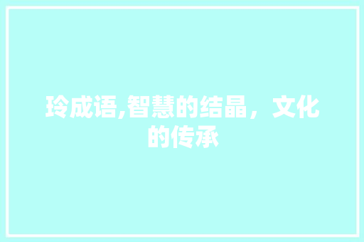 玲成语,智慧的结晶，文化的传承