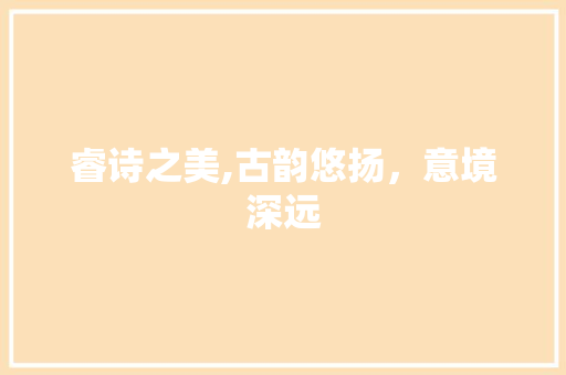 睿诗之美,古韵悠扬，意境深远