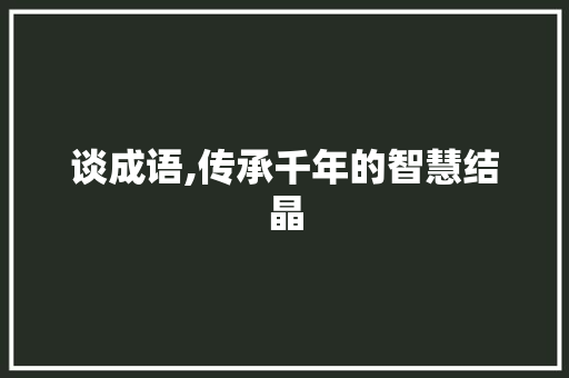 谈成语,传承千年的智慧结晶