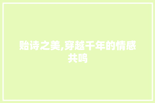 贻诗之美,穿越千年的情感共鸣