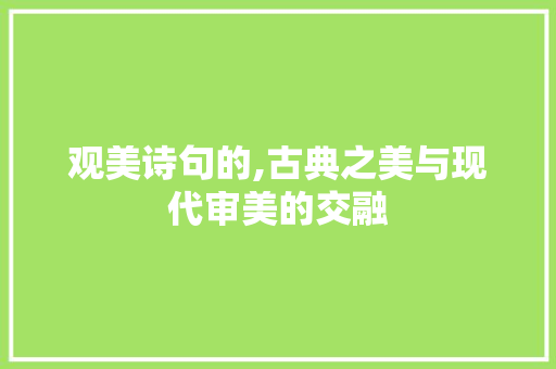观美诗句的,古典之美与现代审美的交融