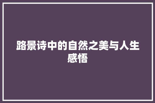 路景诗中的自然之美与人生感悟