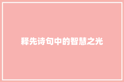释先诗句中的智慧之光