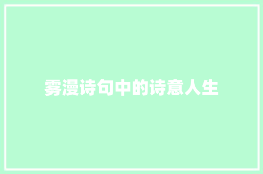 雾漫诗句中的诗意人生