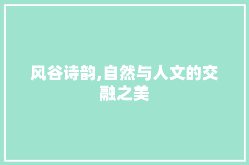 风谷诗韵,自然与人文的交融之美