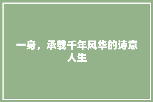 一身，承载千年风华的诗意人生
