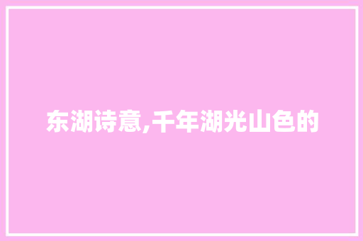 东湖诗意,千年湖光山色的