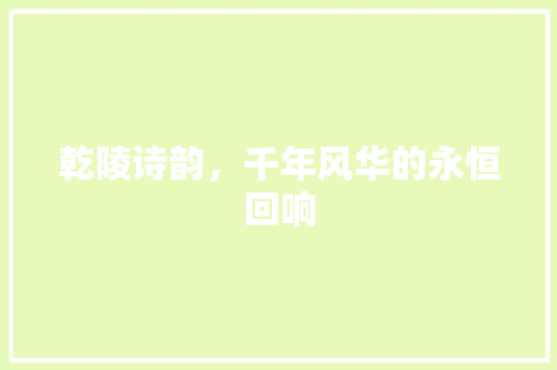 乾陵诗韵，千年风华的永恒回响
