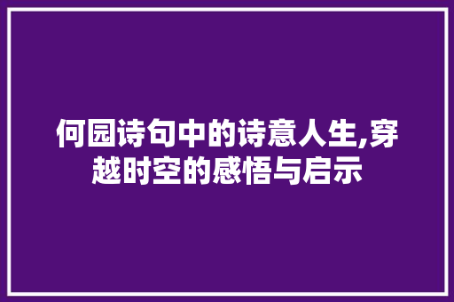 何园诗句中的诗意人生,穿越时空的感悟与启示