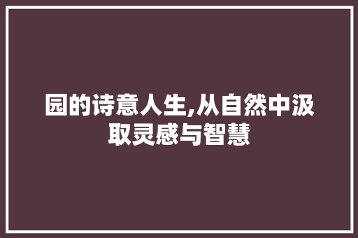 园的诗意人生,从自然中汲取灵感与智慧