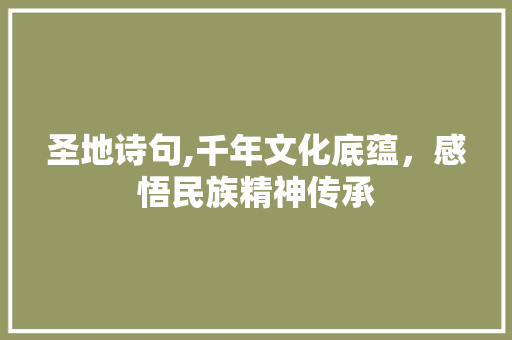 圣地诗句,千年文化底蕴，感悟民族精神传承