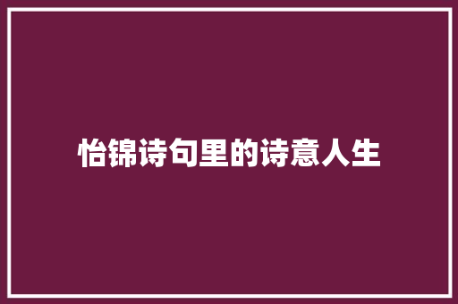 怡锦诗句里的诗意人生 应用文