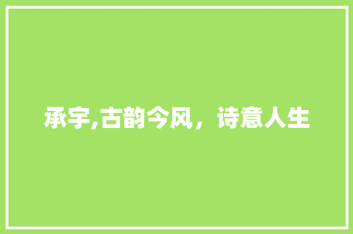 承宇,古韵今风，诗意人生