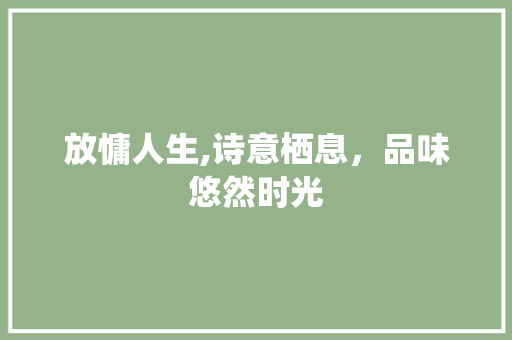 放慵人生,诗意栖息，品味悠然时光