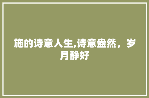 施的诗意人生,诗意盎然，岁月静好