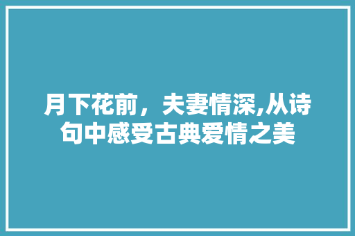 月下花前，夫妻情深,从诗句中感受古典爱情之美
