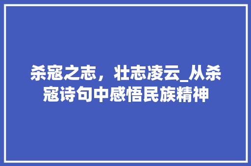 杀寇之志，壮志凌云_从杀寇诗句中感悟民族精神