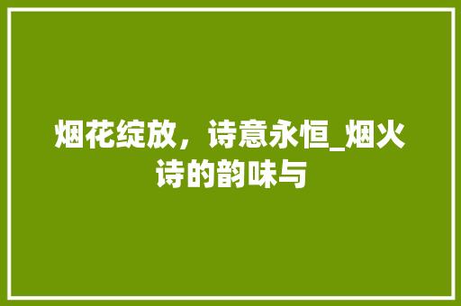 烟花绽放，诗意永恒_烟火诗的韵味与