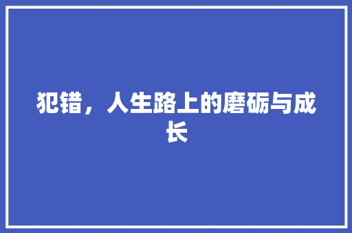 犯错，人生路上的磨砺与成长