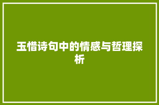 玉惜诗句中的情感与哲理探析