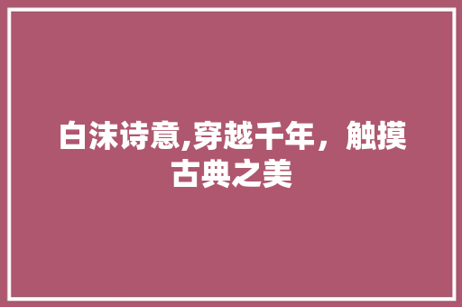白沫诗意,穿越千年，触摸古典之美