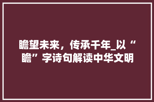 瞻望未来，传承千年_以“瞻”字诗句解读中华文明