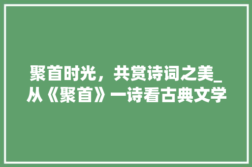 聚首时光，共赏诗词之美_从《聚首》一诗看古典文学的