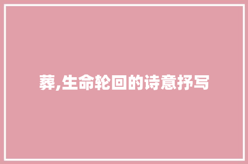 葬,生命轮回的诗意抒写 社交媒体