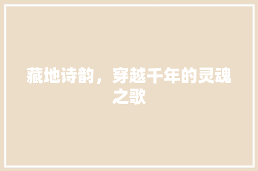 藏地诗韵，穿越千年的灵魂之歌