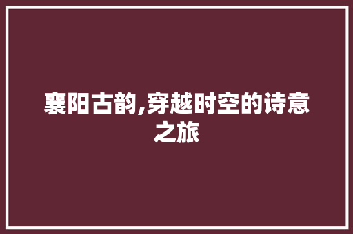 襄阳古韵,穿越时空的诗意之旅